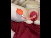 Preview 6 of Sexy MILF solo pumps pussy and toy plays with nipples- full video on Fansly with head and fucking!
