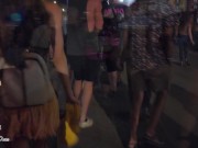 Preview 1 of Going totally topless and flashing pussy at the street festival!