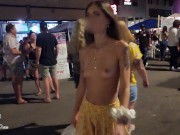 Preview 4 of Going totally topless and flashing pussy at the street festival!