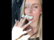 Preview 4 of BLONDE GIRL WITH BRACES SMOKES JOINT BLOWS CLOUDS  // BLONDE BUNNY
