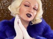 Preview 5 of Medical nitrile white nurse gloves and fur with dark lipstick - Blonde ASMR