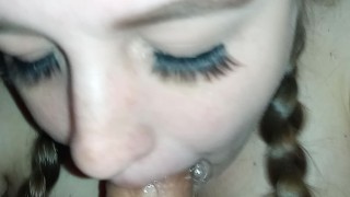Teen First Time Deep Throating Blowjob And Swallowing Cum