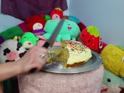 Preview 4 of Couple Teaser: Needy Interracial Trans girl Smothered by Cake on Dirty Feet