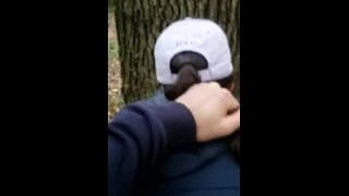 Public: Quick fuck and insulted by a stranger in the forest