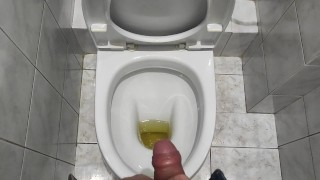 Golden shower in the toilet pov, pissing