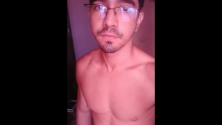 fit brazilian masturbating in his bedroom