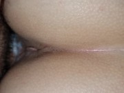Preview 2 of Tight asshole and creamy pussy, no condom tinder teen date fucking cum in and on her