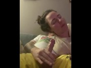 Preview 6 of POV Milf sucks and plays with a big thick dick and plays with pussy close up