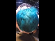 Preview 1 of Blue short hair emo girl gives blowjob and fucks