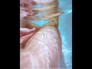 Preview 1 of Shooting a Massive Underwater Cumshot Playing with my Uncut Cock