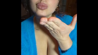 Blowing my fans a kiss with my big latina cleavage!