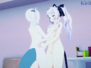 Preview 3 of Gawr Gura and Murasaki Shion engage in intense lesbian play in the bedroom. - Hololive VTuber Hentai