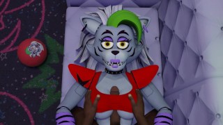 Black guy tits fuck Roxanne Wolf Five Nights at Freddy's Security Breach tits job cum in her mouth