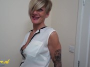 Preview 1 of Kinky British MILF With Tattoos Plays With BBC Dildo