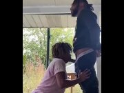 Preview 1 of Black dude Fucking Black Ebony girl in the outdoors