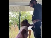 Preview 2 of Black dude Fucking Black Ebony girl in the outdoors