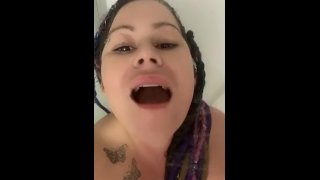 Short pawg with dreads and tattoos steamy hot solo in shower