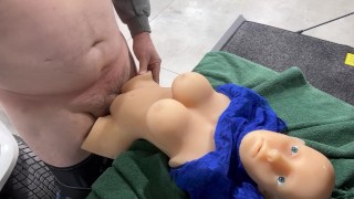 Fucking my sex doll in the shop