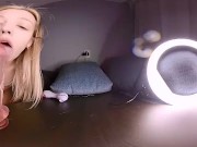 Preview 5 of Sweet 18 blondie riding a dildo in 360