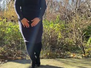 Preview 1 of Sexy MILF pissing in a public place without fear of being seen