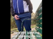 Preview 3 of Showing my cock and ass off to a guy wanking in the bushes and fucking humself with a dildo