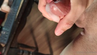 cum on my hand with my step dad watching