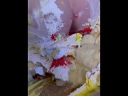 Preview 2 of Big booty Trans Girl Smashes Cake on Chaturbate