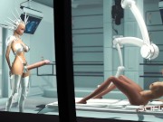 Preview 1 of Sex android futanari plays with a sexy blonde in the sci-fi med bay