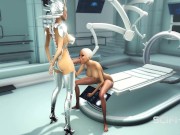 Preview 2 of Sex android futanari plays with a sexy blonde in the sci-fi med bay