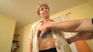 MATURE4K. Granny maid cant wait to be drilled by employer for good job