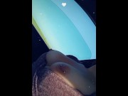 Preview 2 of She shows off in the car in front of the truck drivers then masturbates