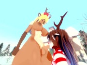 Preview 3 of XXXmas Big Boobs Deer girl Futa Taker PoV Yiff Furry Hentai 60 FPS