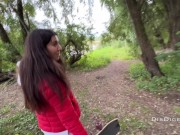 Preview 3 of Picked up a girl with a skate and fucked her in the park on a tree in public