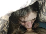 Preview 2 of STEP SISTER SUCKING DICK NIGHT UNDER THE BLANKETS