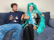 Preview 1 of Hatsune Miku Fan Handjob and Fingering Her Pussy To Orgasm - Mutual Masturbation Cumming