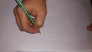 Drawing a big-breasted Japanese woman with a simple pencil