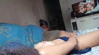 my wife masturbated and cum moaning squeezing her boobs, my dick doesn't want to go soft anymore😅🤤