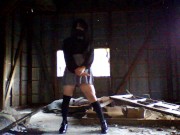 Preview 2 of Beautiful transgender woman masturbates in an abandoned warehouse