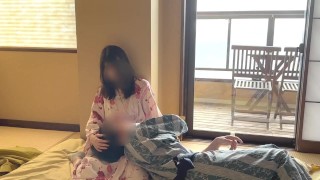 Licking  her boobs in a yukata like a baby at a hot spring traditional Japanese Inn♡amateur hentai