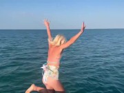Preview 5 of Tits fall out on public boat