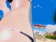Preview 1 of Blue hair anime girl in a bikini show her nice body.