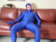 Preview 3 of Gay Spandex Fetishist Stroking and Sucking Cock in Zentai