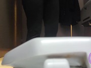 Preview 4 of Public Piss, Pussy Play & Flashing In Casino Bathroom
