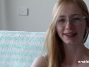 Preview 2 of Ersties: Cute Petite Blonde Masturbates On Her Deck