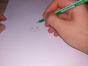 Preview 3 of Pussy girl, drawing with a simple pencil