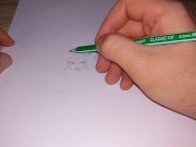 Preview 4 of Pussy girl, drawing with a simple pencil