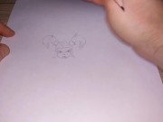 Preview 5 of Pussy girl, drawing with a simple pencil