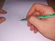 Preview 6 of Pussy girl, drawing with a simple pencil
