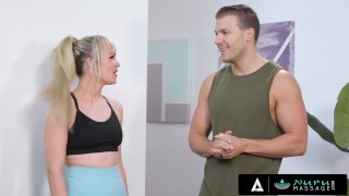 NURU MASSAGE - Horny Blonde Slides Her Boyfriend's Big Cock Inside Her During A Massage Challenge