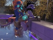 Preview 5 of futa protogen pounds fluffy dragon by the pool